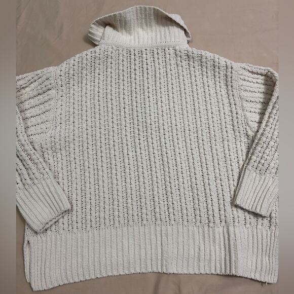 Aerie Women’s Cream Chunky Cable Knit Quarter Zip Size XL - Picture 6 of 6